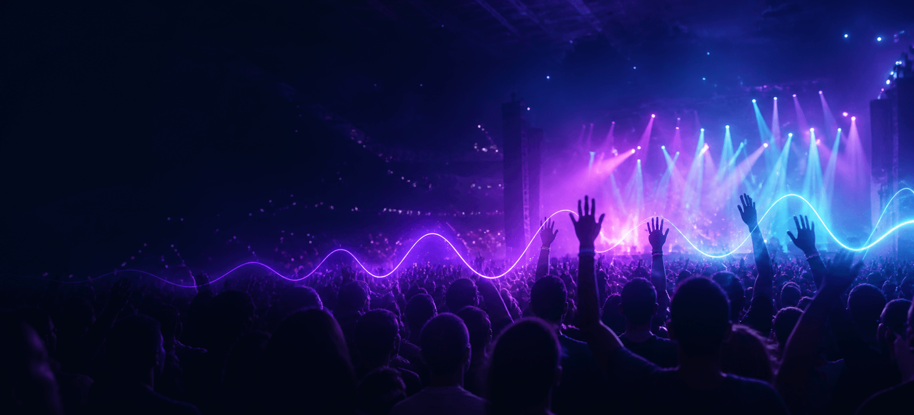 A live audience reacting as stream activity rises and falls